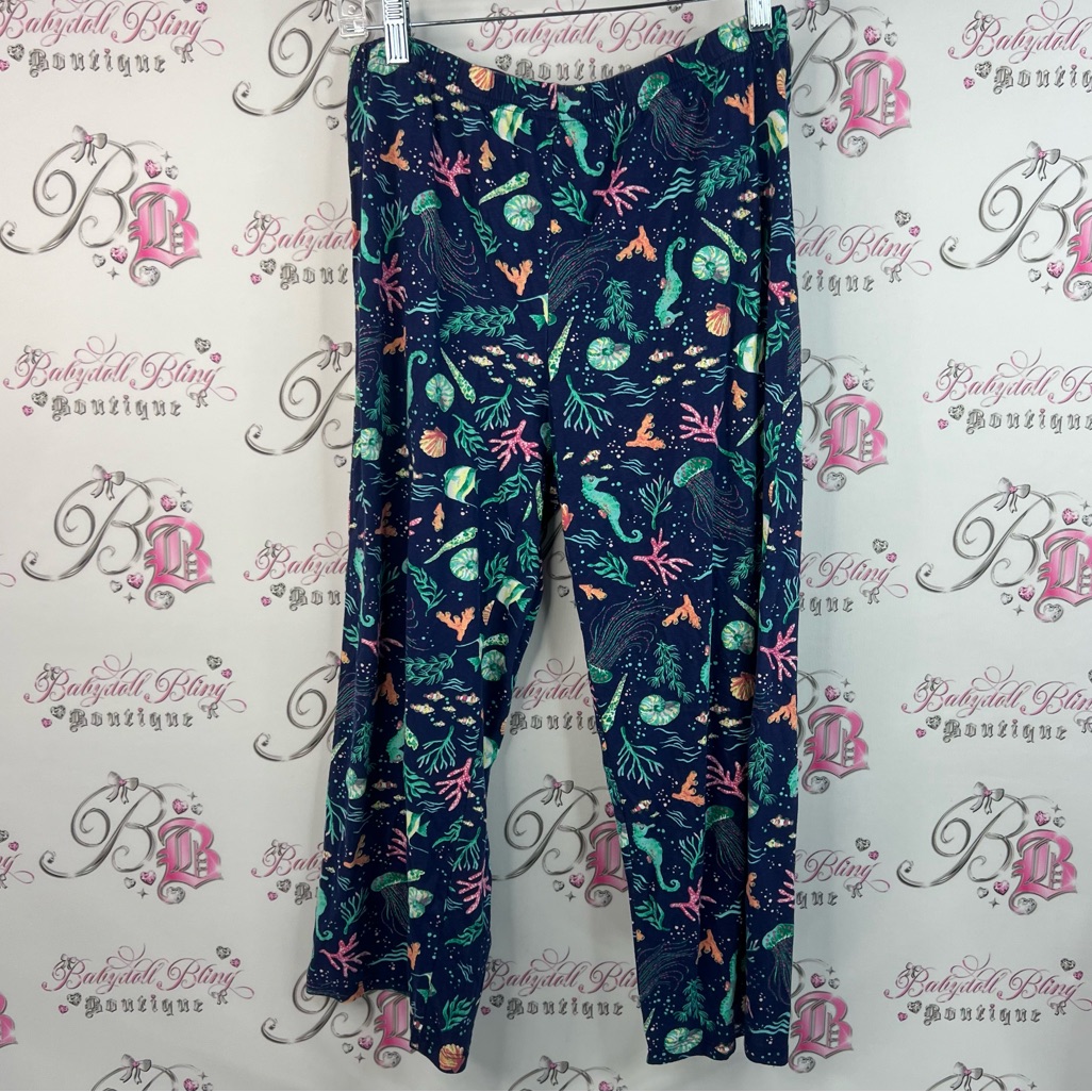 Charter Club Pants Under The Sea Coral Starfish Colorful Sea Life Print Pants